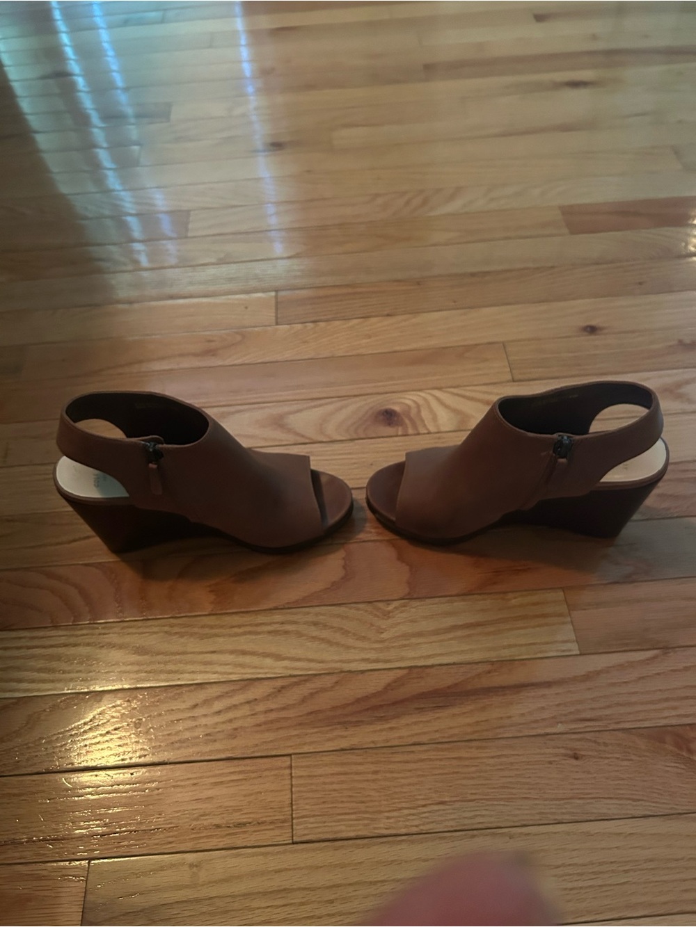 Cole Haan Wedge Peep-Toe Sandals in Brown leather 8.5M